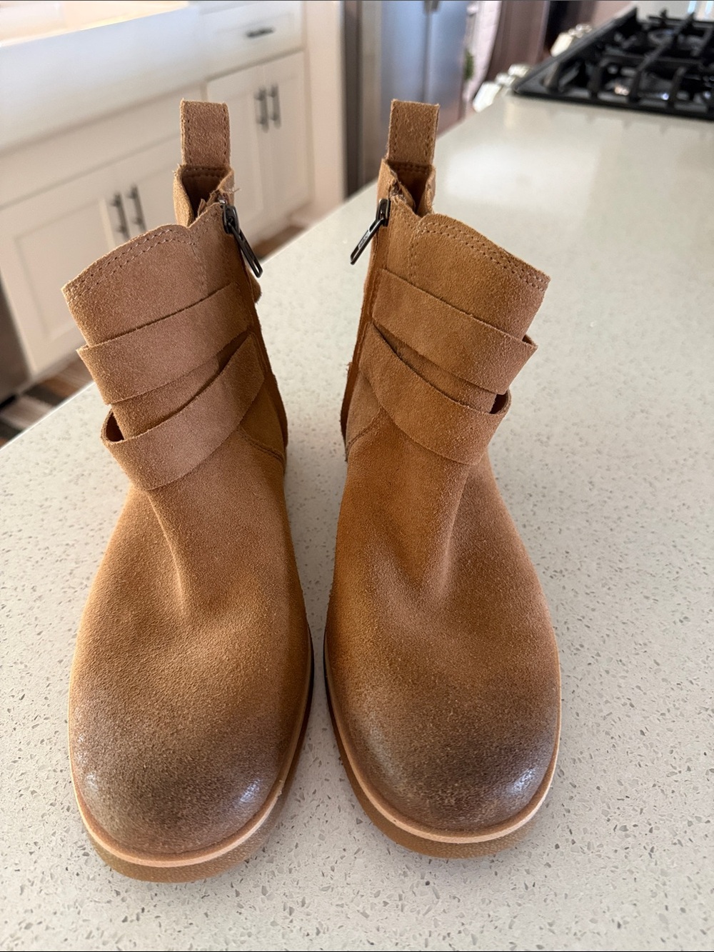 UGG Tan Suede Buckle Back Ankle Boot - Picture 3 of 3